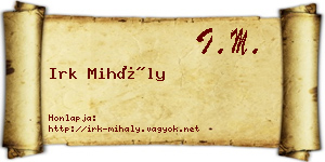 Irk Mihály névjegykártya